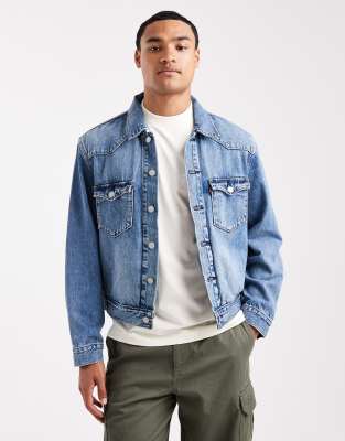 Levi's - T3 - Veste camionneur en jean style western - Délavage moyen-Bleu