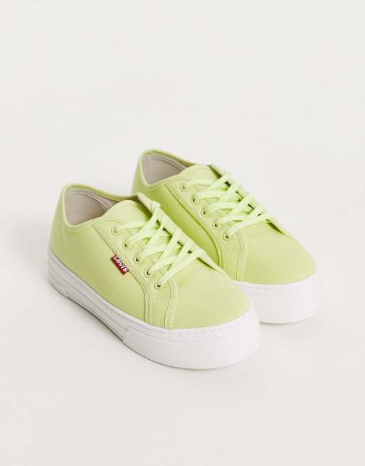 Levi's tab logo platform canvas shoe in light green