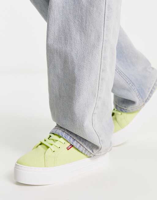 Levi's tab logo platform canvas shoe in light green