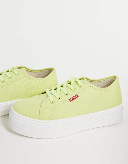 Levi's tab logo platform canvas trainer in beige