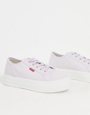 Levi's tab logo platform canvas trainers in lilac