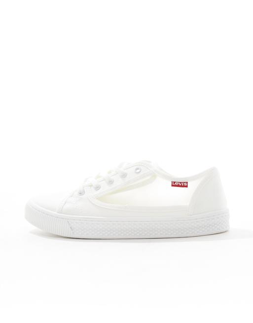 Levi s tab logo transparent canvas shoe in white