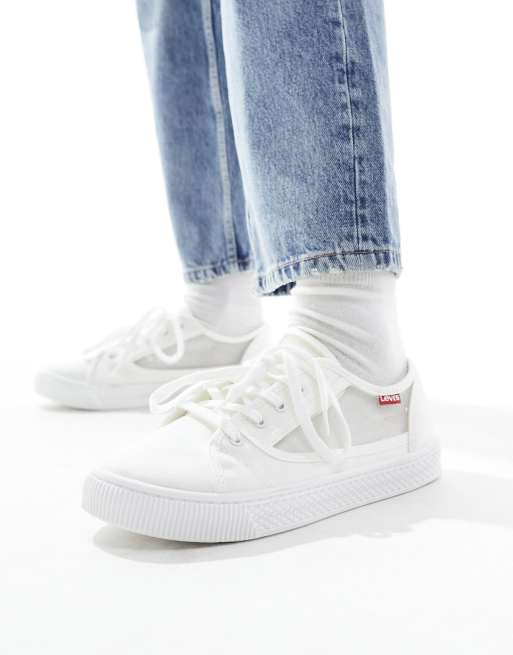 Levi's tab logo transparent canvas shoes in white