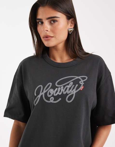 Levi's - Tabor - T-shirt met grafische western print in zwart - view 1