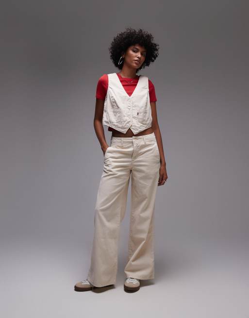 Levi's tailored cord vest in white swan beige (part of a set)