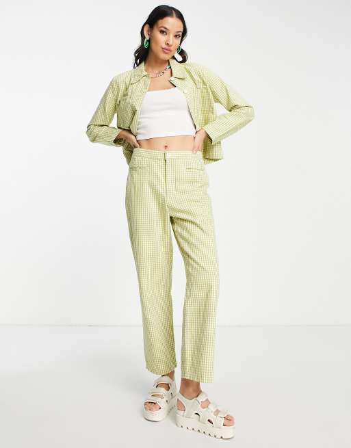 Levi's tailored crop pants in green check