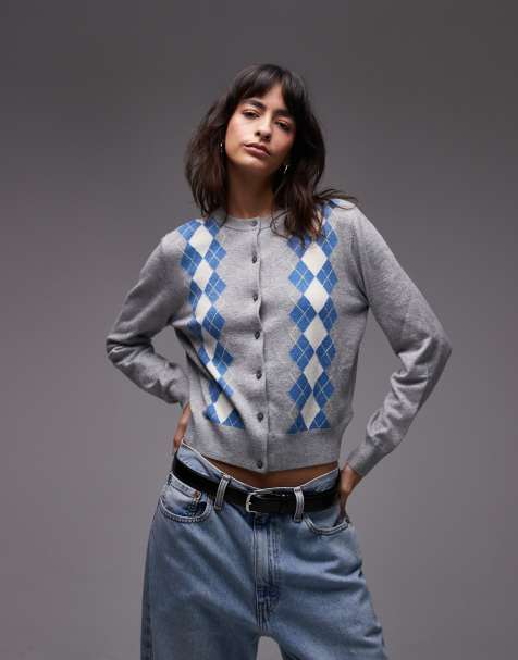 Levi's Tara argyl jumper in grey multi - view 1