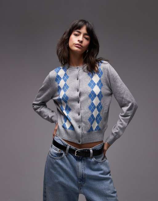 Levi's - Tara - Cardigan grigio multicolore a losanghe