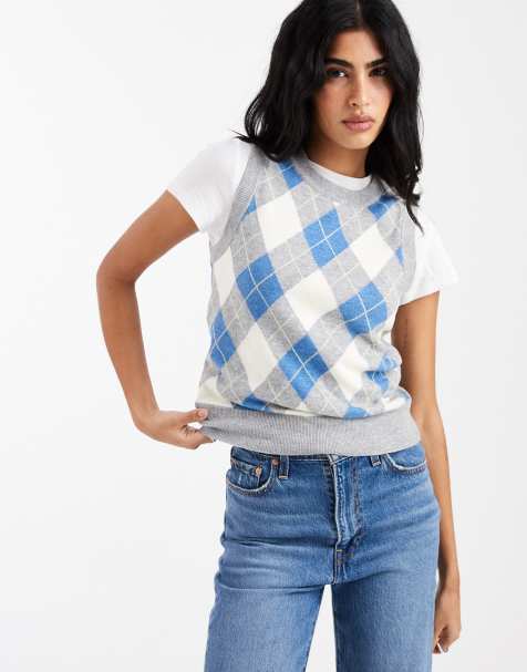 Levi's - Tara - Gebreide trui met argyle-motief in multi grijs - view 1