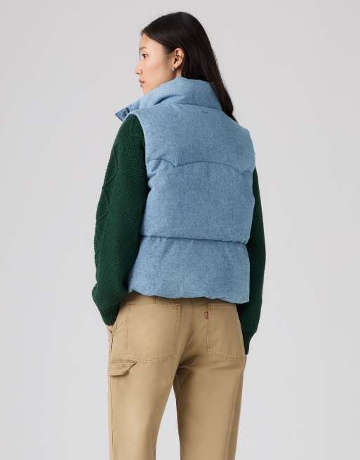 Levi's Tate bubble vest in blauw, 2 van 4
