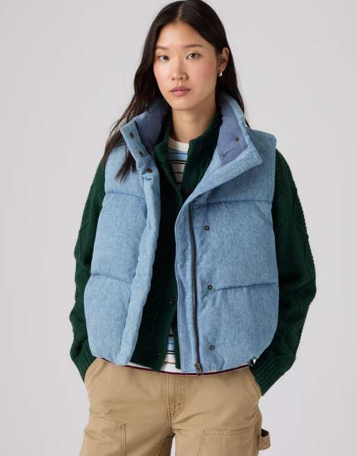 Levi's Tate bubble vest in blauw, 4 van 4