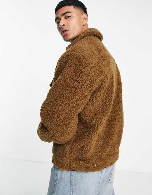 Levi's teddy borg trucker jacket in brown | ASOS