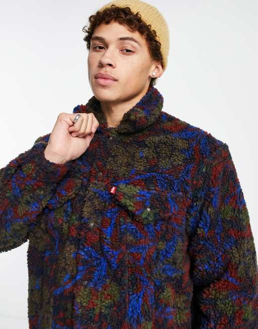 Levi s teddy borg trucker jacket in multi print