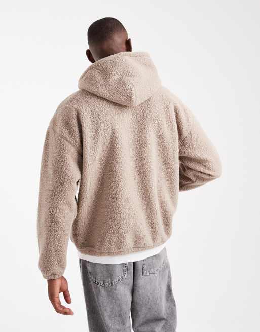 Levi's – Teddy-Kapuzenpullover in Beige mit farblich abgestimmtem Logo, 4 von 5