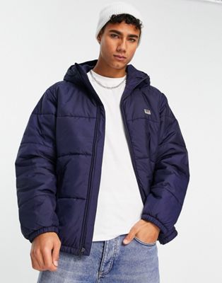 Levi's telegraph hooded puffer jacket in navy