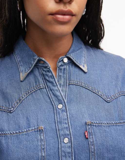 Levi's - Teodora - Chemise en jean style western - Bleu moyen, 2 de 4