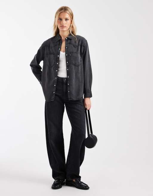 Levi's - Teodora - Chemise en jean style western - Noir, 2 de 4