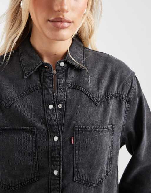 Levi's - Teodora - Chemise en jean style western - Noir, 3 de 4