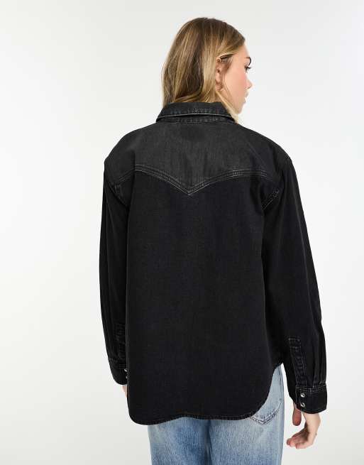 Levi's – Teodora – Czarna jeansowa koszula kowbojska z kieszeniami, 2 z 4