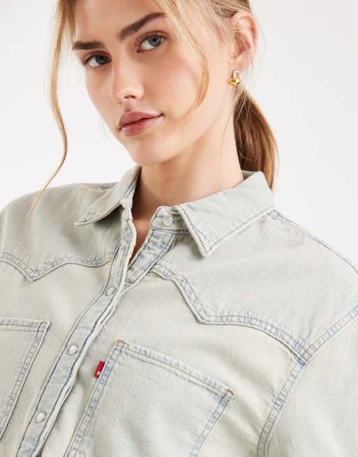 Levi's Teodora western denim shirt in light vintage wash, 3 of 4