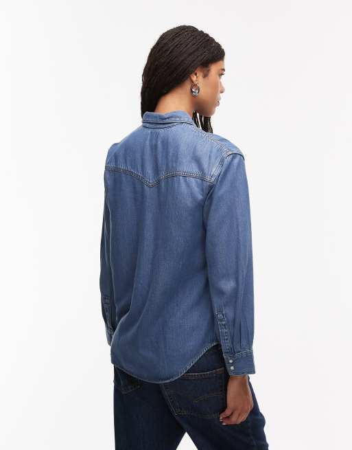 Levi's – Teodora – Western-Jeanshemd in Mittelblau, 4 von 4