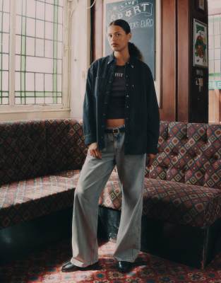 Levi's - Teodora - Western-Jeanshemd in Schwarz mit Metallkragenspitze