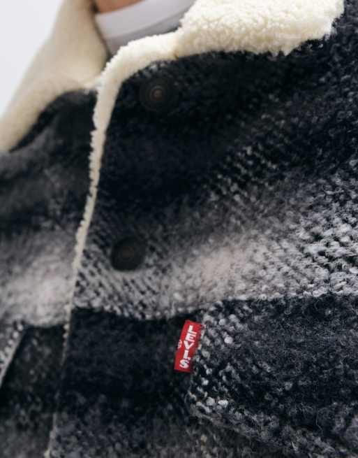 Levi's ternet trucker-jakke med sherpa-for i sort, 2 af 5