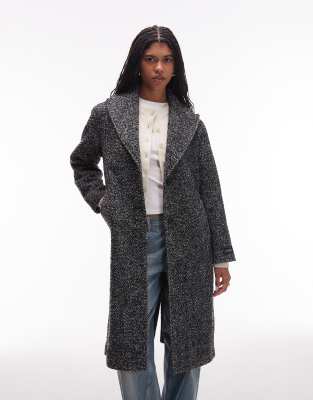 Levi's Levi's Tessa herringbone long wool coat in black