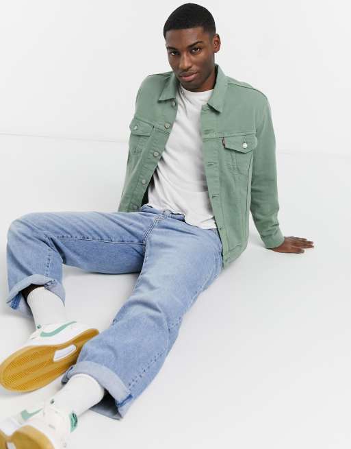 Green levi jean jacket sale