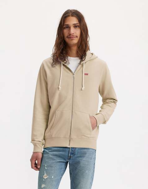 Levi's - The Original Housemark - Hoodie van terrystof met rits in fog french neutraal - view 1