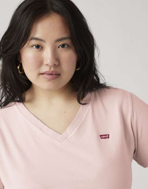 Levi's The perfect V-hals (plus size) in roze, 3 van 4