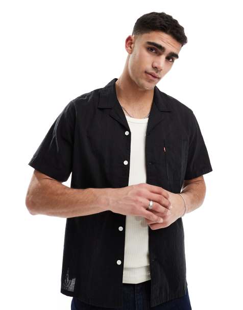 Levi's - The Sunset Camp - Chemise rayée en gaze de coton avec manches courtes et col à revers - Noir - view 1