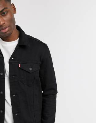 levi's cord borg trucker jacket in black