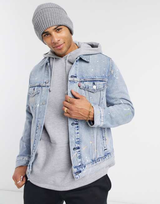 Levi's the trucker denim jacket in plain splatter blue | ASOS