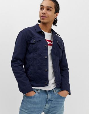 levi's trucker jacket navy blazer