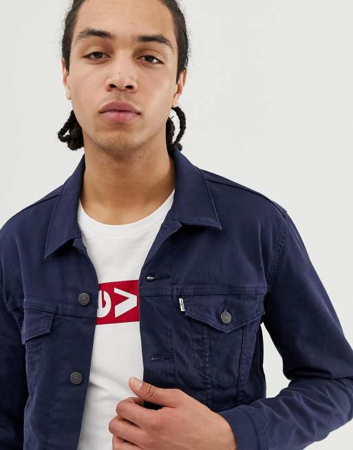 Levi s the trucker jacket in navy stretch bedford cord