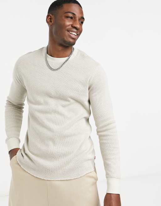 Levi's thermal stripe long sleeve top in almond milk cream | ASOS