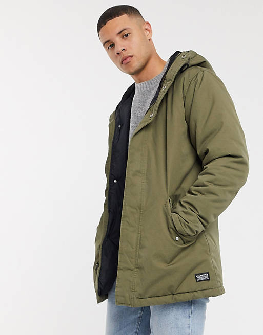 Levi's thermore padded check lined parka in olive night | ASOS