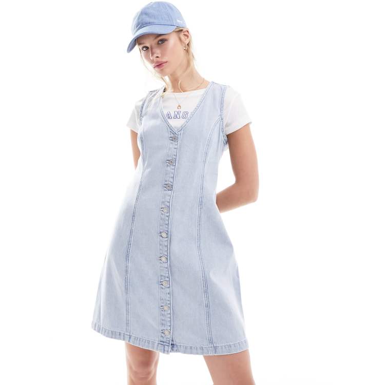thora denim mini dress Levi's Women's Dark Medium Wash Thora Denim Mini Dress
