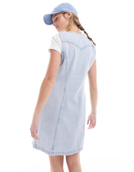 levi's women's thora denim mini dress Levis  Thora Denim sleeveless short dress Blue