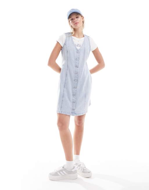 thora denim mini dress Levi's Women's Thora Denim Mini Dress, (New) Live Fast, X-Large at Amazon  Women's Clothing store