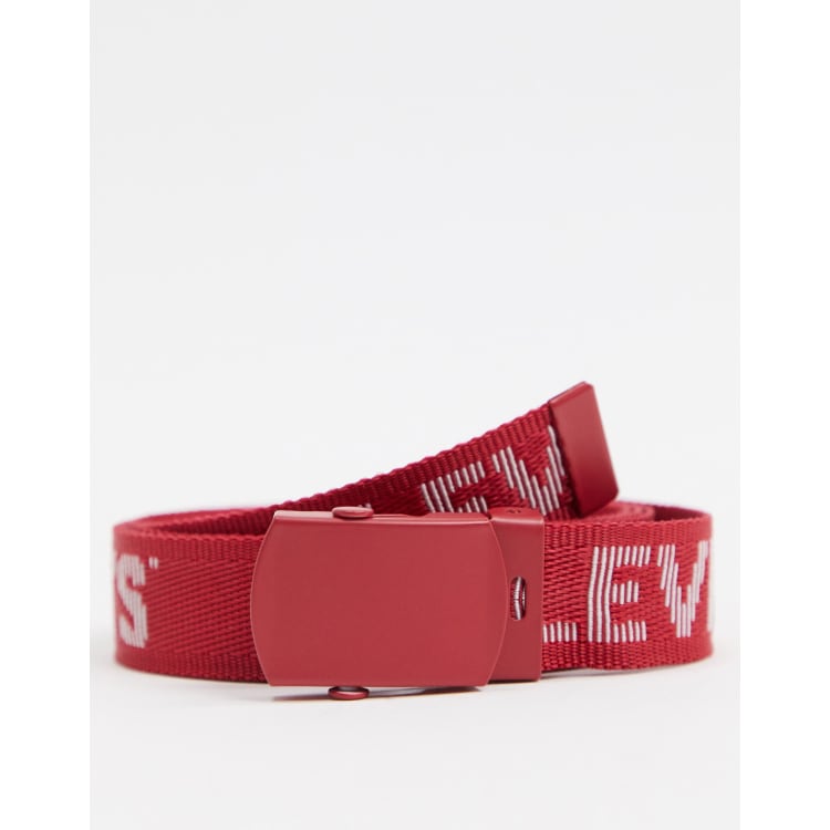 Levi s tickfaw logo belt in red ASOS