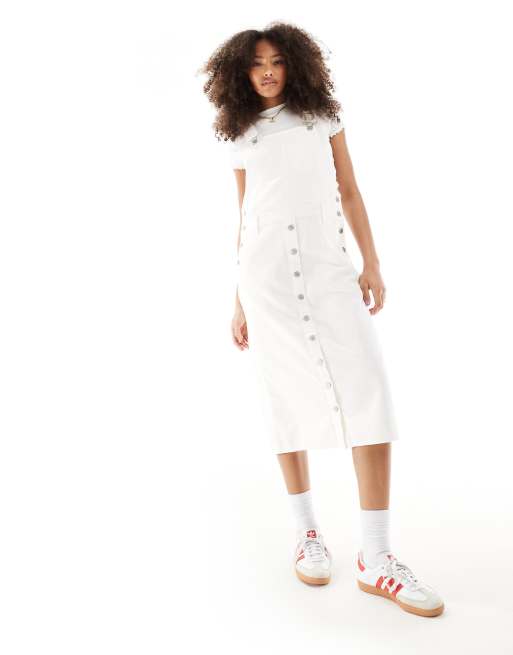 Asos white denim dress best sale