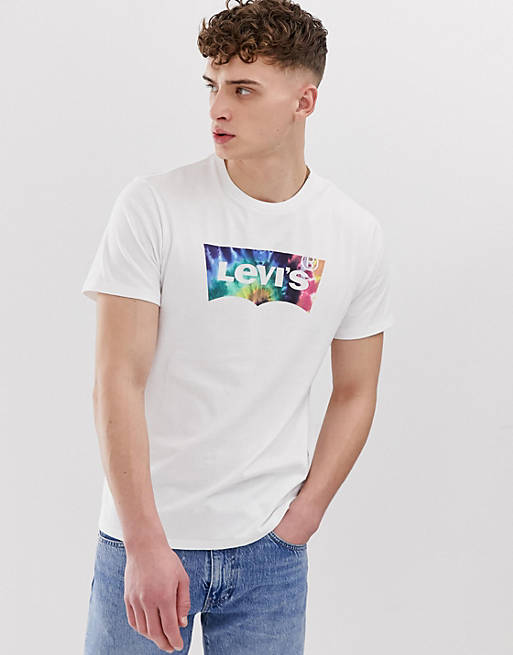 Levi's tie-dye batwing logo t-shirt in white | ASOS