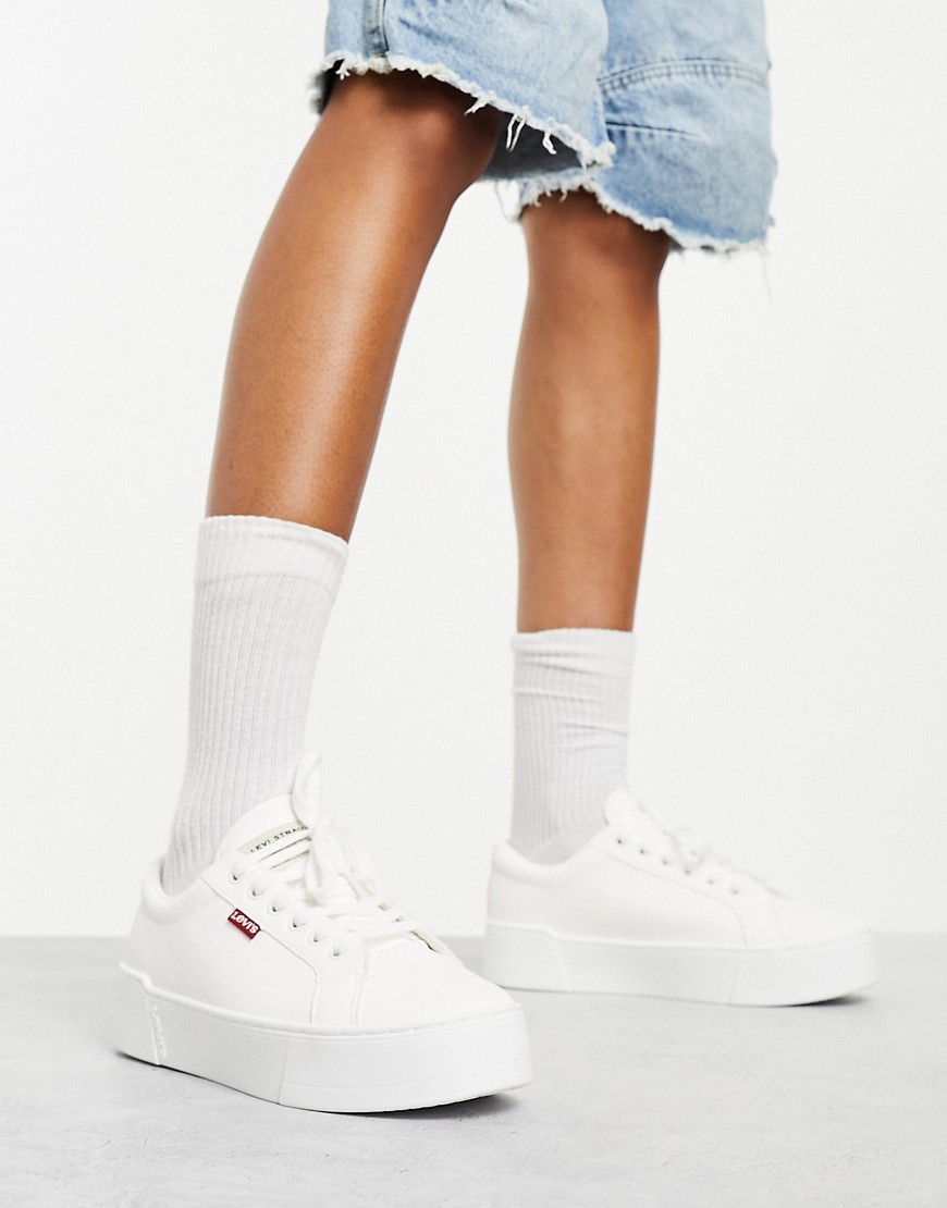 Levi’s Tijuana leather trainers in white with logo