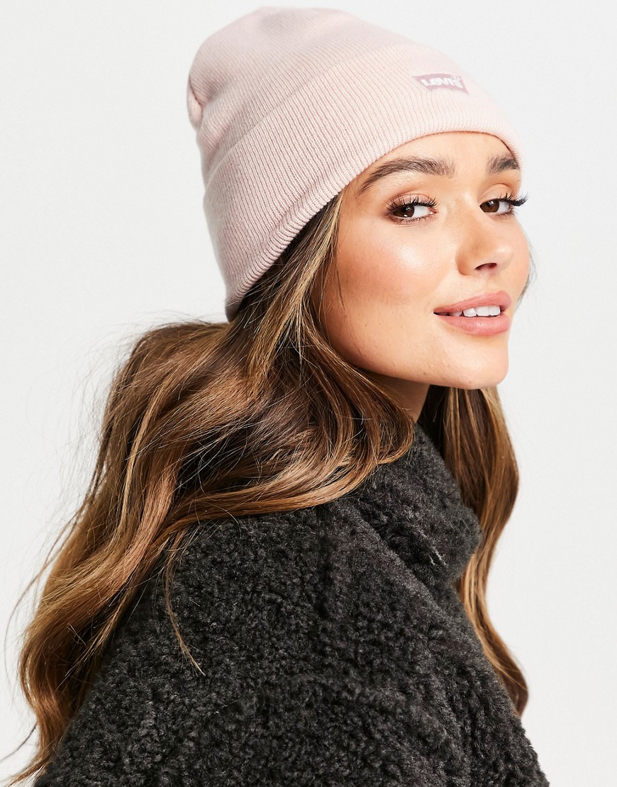 Levi's tonal batwing beanie in pale pink