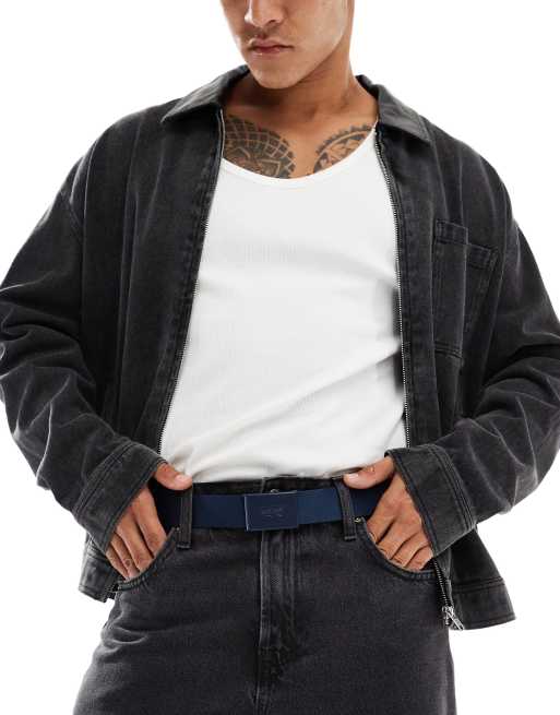Levi's tonal batwing webbed belt in navy, 3 of 4