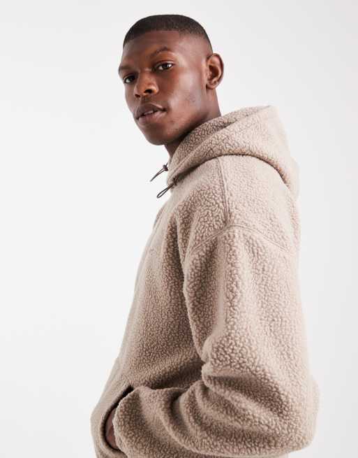 Levi's tonal logo borg hoodie in beige, 5 of 5