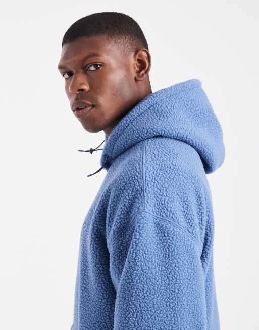 Levi's tonal logo borg hoodie in mid blue, 4 of 5