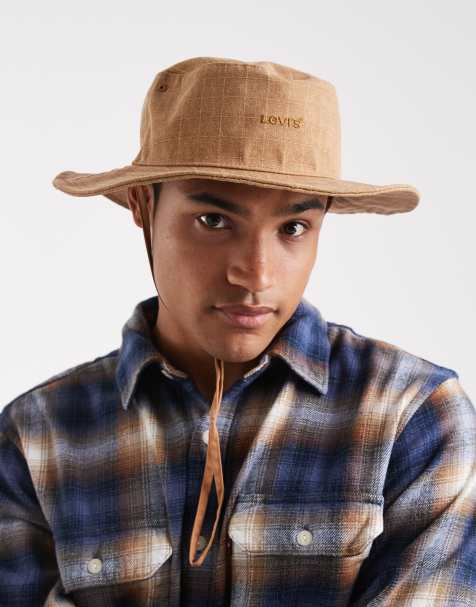 Levi's tonal logo drawstring bucket hat in tan - view 1